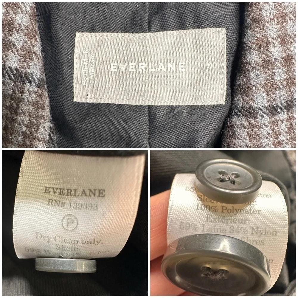Everlane the Italian Wool Oversized Blazer Jacket in Glen Plaid Womens Size 00
